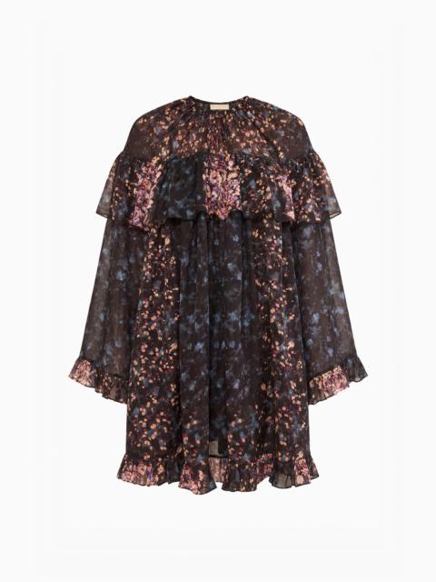 ULLA JOHNSON Lune Long Sleeve Silk Mini Dress