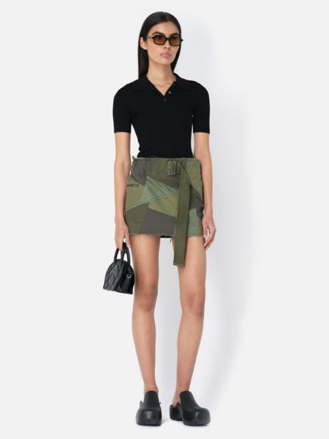 John Elliott BELTED PATCHWORK SKIRT