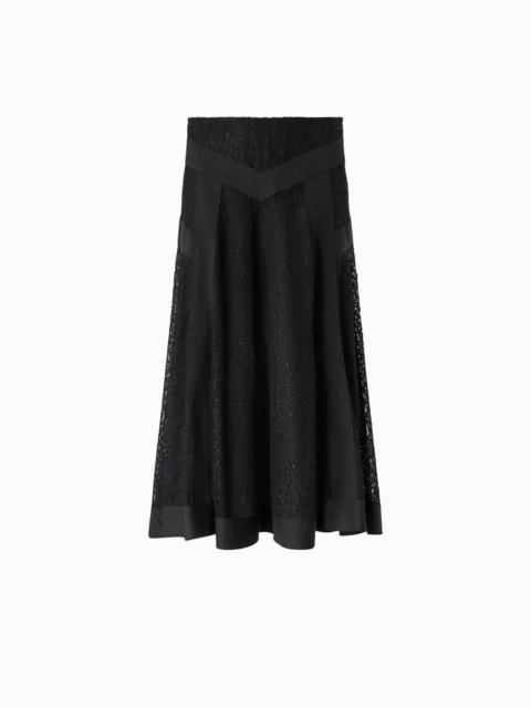 PINKO FLARED LACE MIDI SKIRT WITH INSERTS