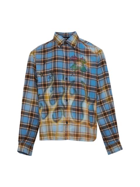 AMIRI Quad Bleached Flannel Long Sleeve Shirt