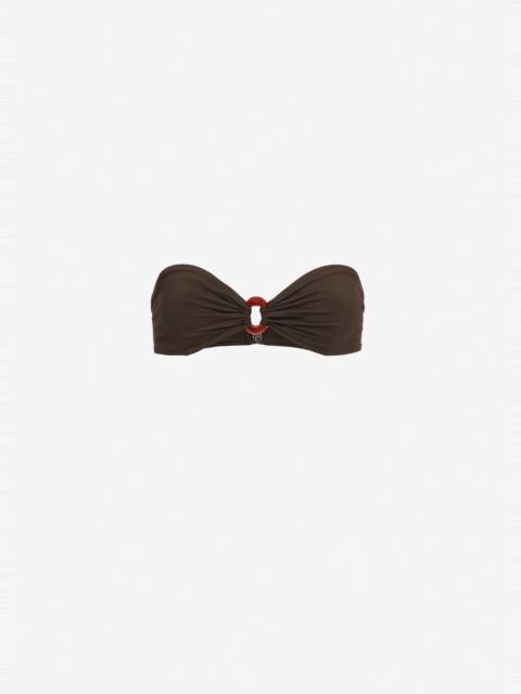 MAGDA BUTRYM Bandeau bikini top with ring detail in brown