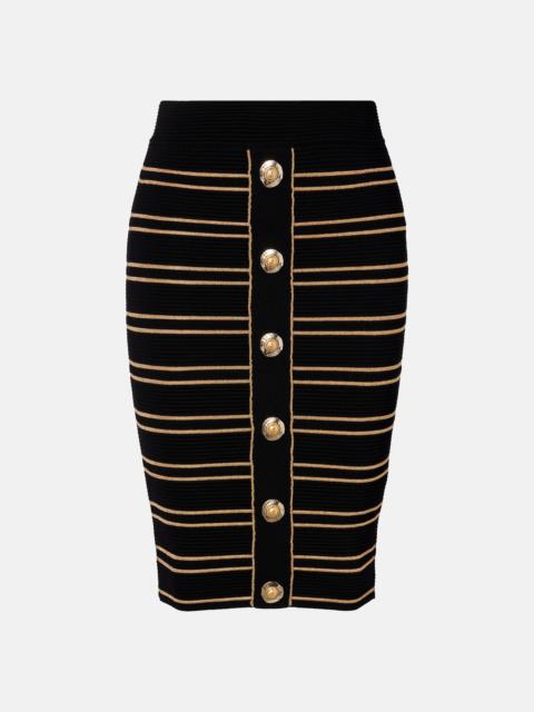 Balmain Ribbed-knit striped miniskirt