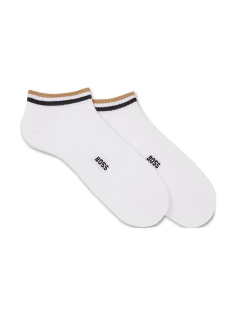 BOSS TWO-PACK OF ANKLE SOCKS WITH SIGNATURE-STRIPE CUFFS