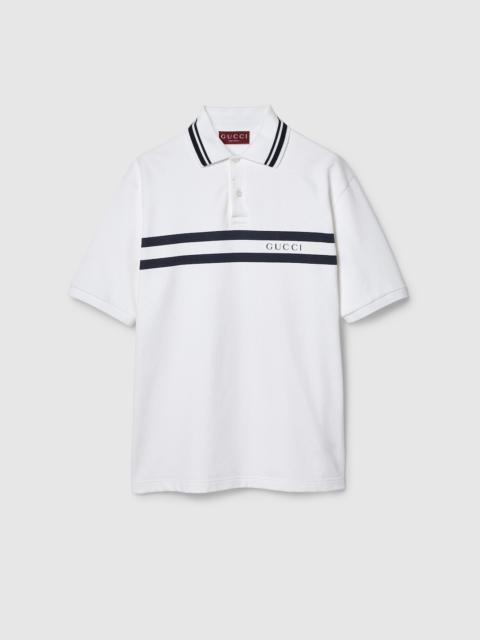 GUCCI Cotton polo shirt with Gucci print
