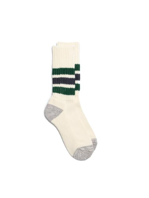 Rototo Coarse Ribbed Old School Crew Socks Green/Charcoal