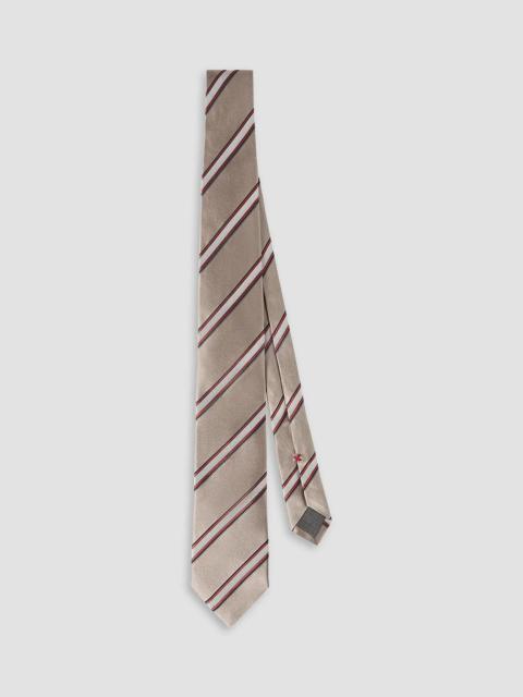 Brunello Cucinelli Men's Regimental Stripe Silk and Cotton Tie - Earth