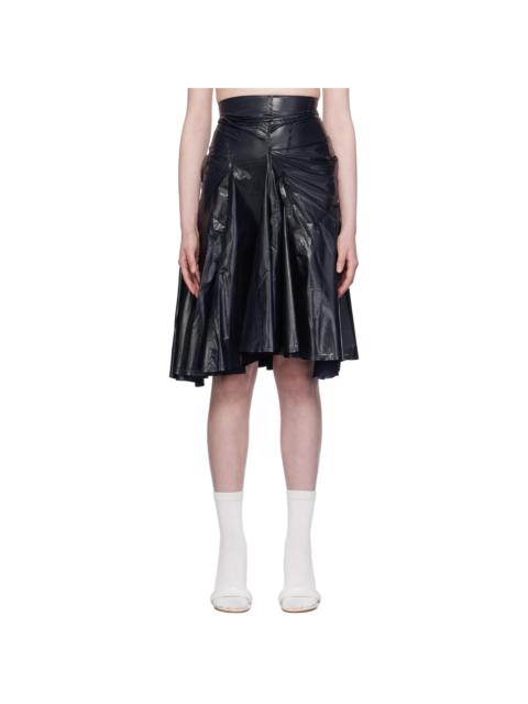 TALIA BYRE Navy Shiny Midi Skirt