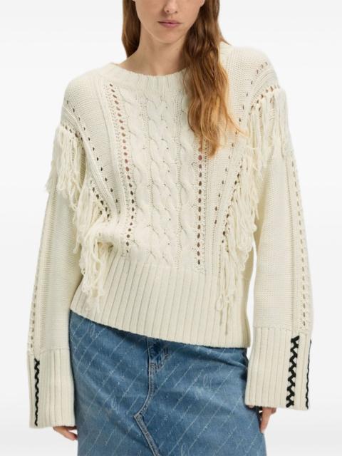 BOSS cable-knit fringe sweater