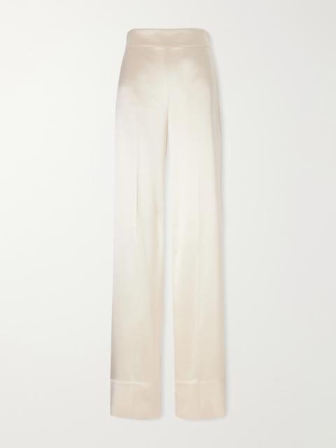 JOSEPH Dijon Silk-satin Mid-rise Straight-leg Pants