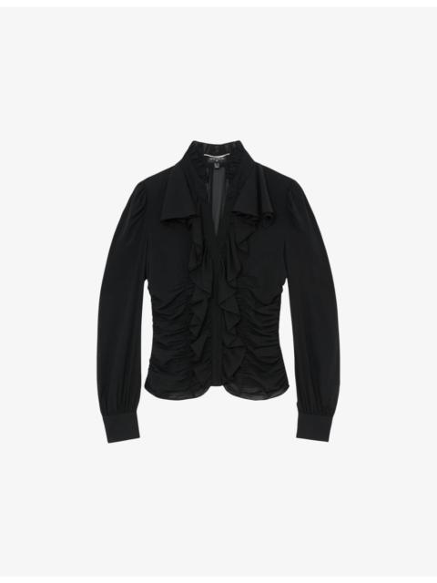 REISS Reiss x Atelier Laverna Ruffle-Front Stretch-Silk Blouse
