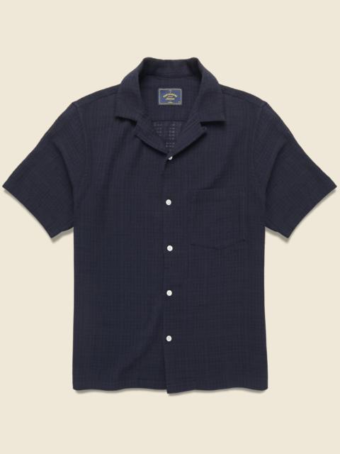 Portuguese Flannel Grain Camp Shirt - Navy