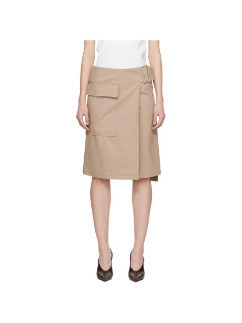 courrèges Beige Utility Buckle Cotton Midi Skirt