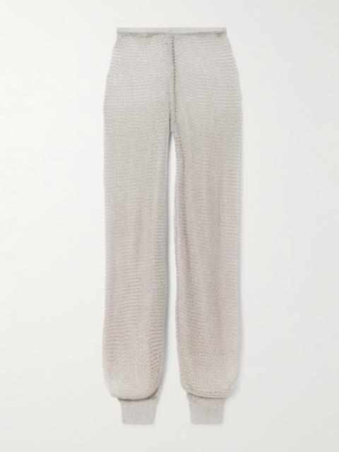 Alaïa Metallic Open-knit Wide-leg Pants