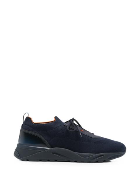 Santoni Santoni Flin Knit Leather-trim Sneakers