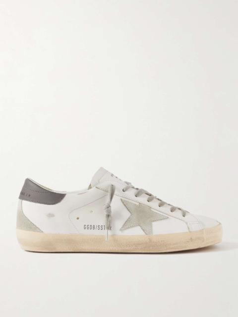 Super-Star Distressed Suede-Trimmed Leather Sneakers