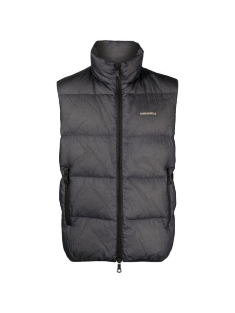 logo-embossed ripstop puffer vest