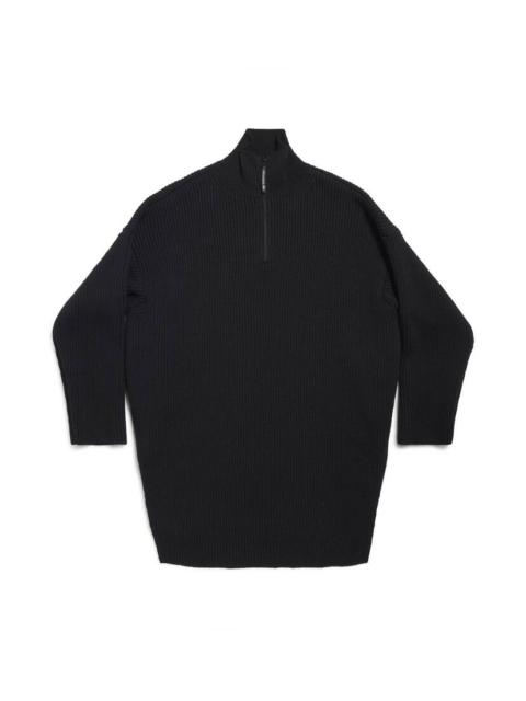 BALENCIAGA Skiwear - Half Zip High Neck Poncho in Black