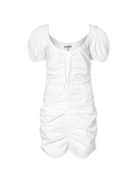 GANNI GANNI Cotton Poplin Gathered U-Neck Mini Dress