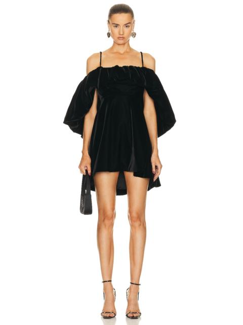 Velvet Off The Shoulder Dress In Black