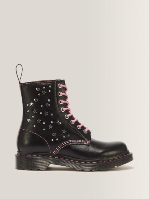 Dr. Martens 1460 Pascal Hearts & Stars Milled Gloss Leather Lace Up Boots
