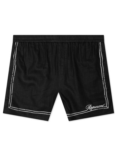 REPRESENT BORDER SHORT - JET BLACK