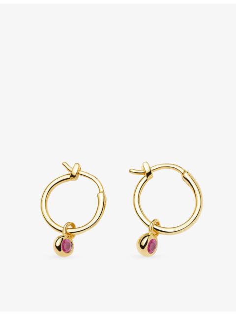 MISSOMA October Birthstone Mini Charm 18ct Yellow Gold Plated Brass And Tourmaline Hoop Earrings