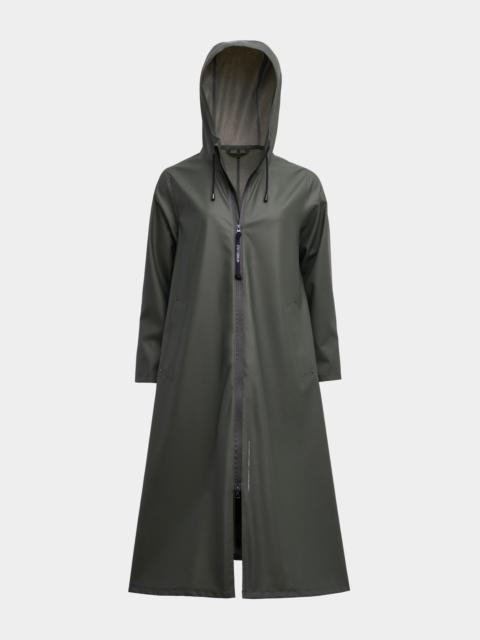 Stutterheim Mosebacke Long Lightweight Zip Raincoat Green