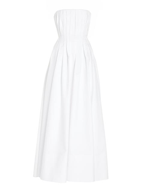 Thalia Strapless Cotton Poplin Maxi Dress white