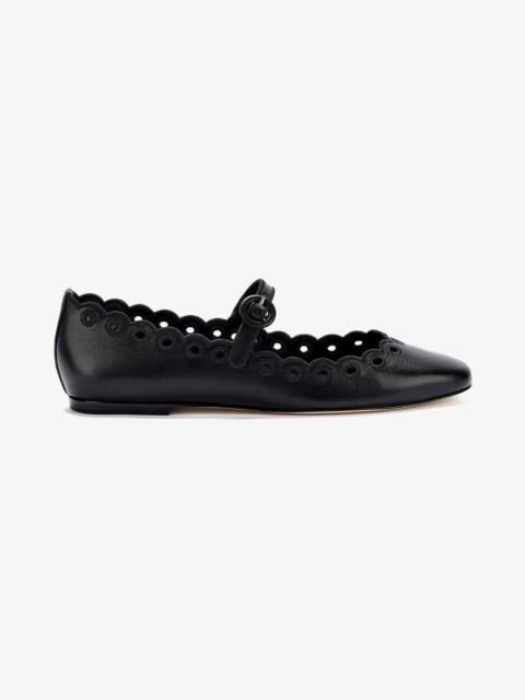Larroudé Blair Broderie Ballet Flat In Black Leather