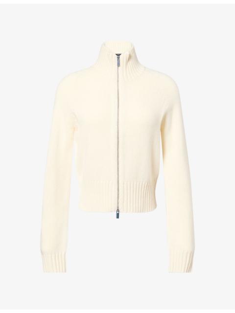 Theory Raglan Zip Wool And Cashmere Knit Cardigan