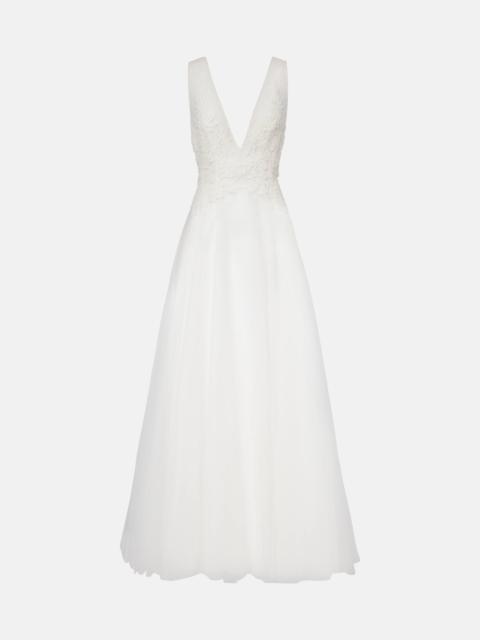 COSTARELLOS Graciella floral-appliqué tulle gown
