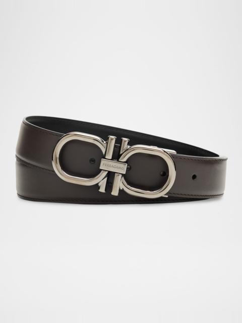 FERRAGAMO Men's Double Gancini Reversible Leather Belt