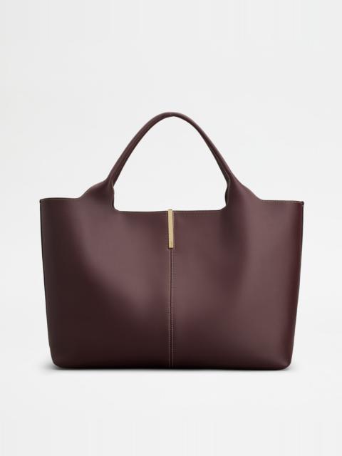 Tod's SHOPPING BAG IN LEATHER MEDIUM - BURGUNDY