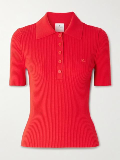 courrèges Ribbed-knit Polo Shirt