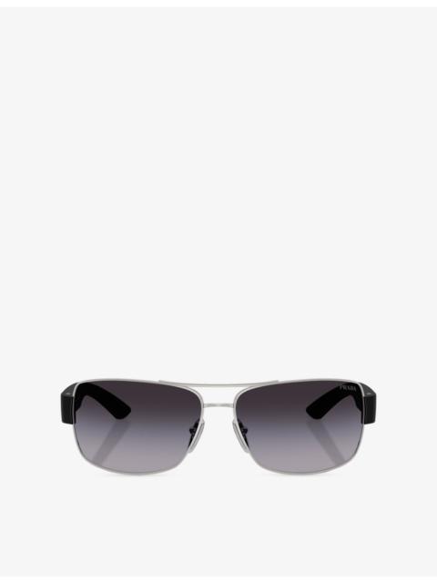 Prada PS 50ZS Rectangular-Frame Metal Sunglasses