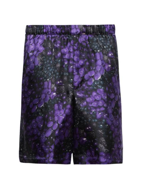 grape-print silk shorts