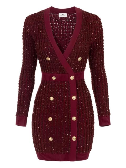 ELISABETTA FRANCHI bouclé-knit sequin-embellished mini dress