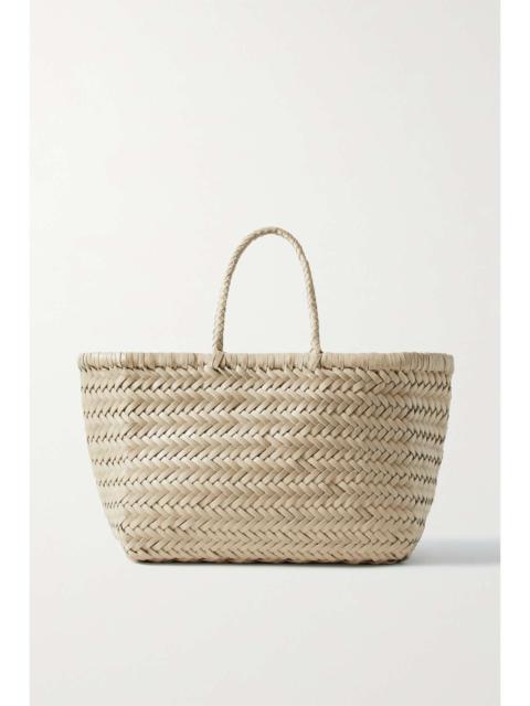DRAGON DIFFUSION Bamboo Triple Jump small woven leather tote Ecru