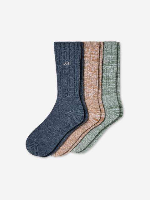 UGG ® Men's Trey Rib Knit Cozy 3 Pack Polyester in Tahoe Blue/Chestnut/Green Stone
