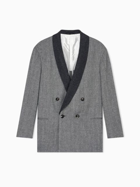 GIORGIO ARMANI DOUBLE-BREASTED JACKET IN CHEVRON WOOL AND CASHMERE
