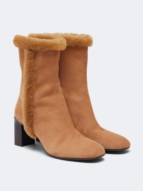 JIMMY CHOO Daze shearling-trimmed suede ankle boots