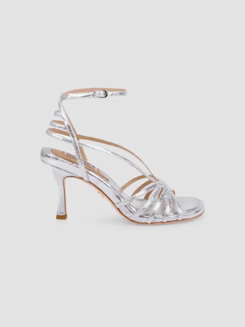 BADGLEY MISCHKA Women's Russel II 80MM Leather Sandals - Silver Lizard