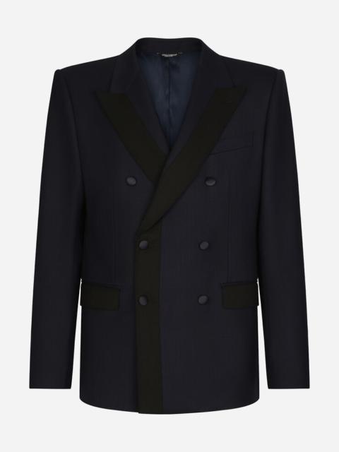 Double-breasted stretch wool Sicilia-fit jacket