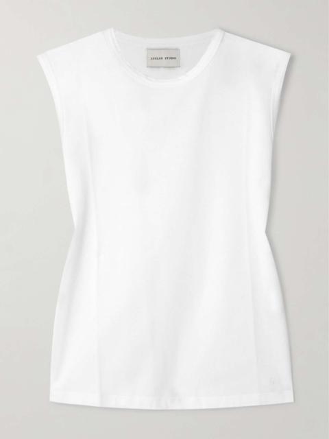 Loulou de Saison Brani embroidered organic Supima cotton-jersey tank White