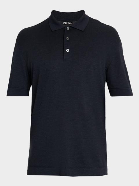 ZEGNA Men's Cotton and Silk Tipped Polo Shirt