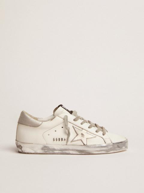 Golden Goose Super-Star sneakers with silver sparkle foxing and metal stud lettering