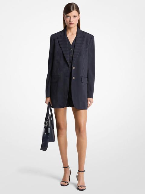 MICHAEL KORS COLLECTION Pinstripe Wool Blend Boyfriend Blazer