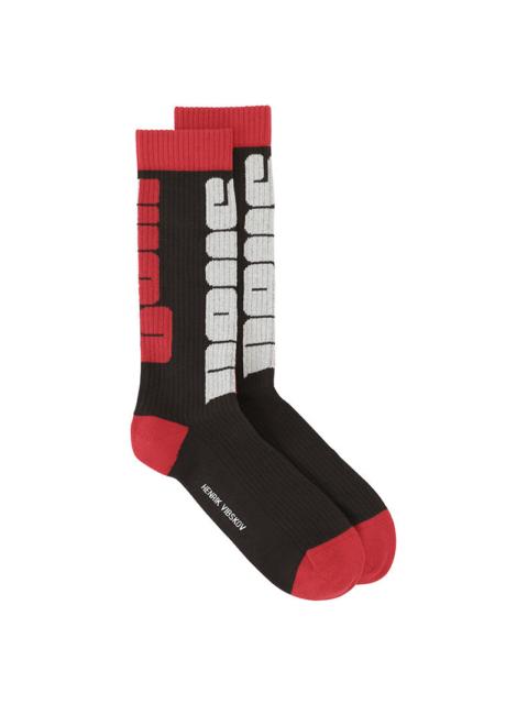 HENRIK VIBSKOV ENIGMA SPORT SOCKS HOMME - BLACK BEIGE RED BOLD
