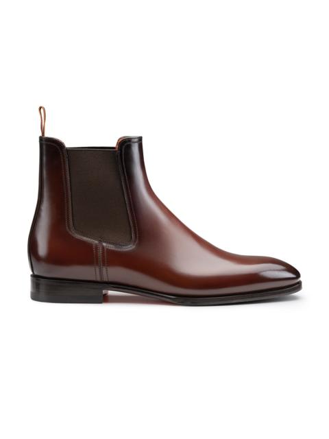 Santoni Men's dark brown leather Chelsea boot