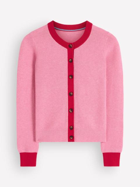 BODEN Grace Colour Block Cardigan-Peony Pink, Red